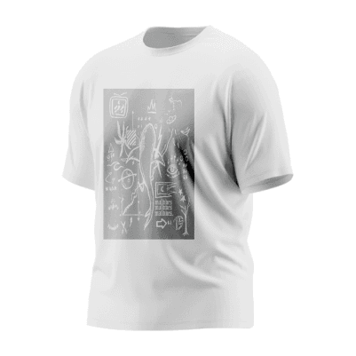 White t-shirt with graphic design
